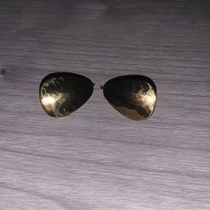 Pair of hammered gold earrings, teardrop style with attached hooks